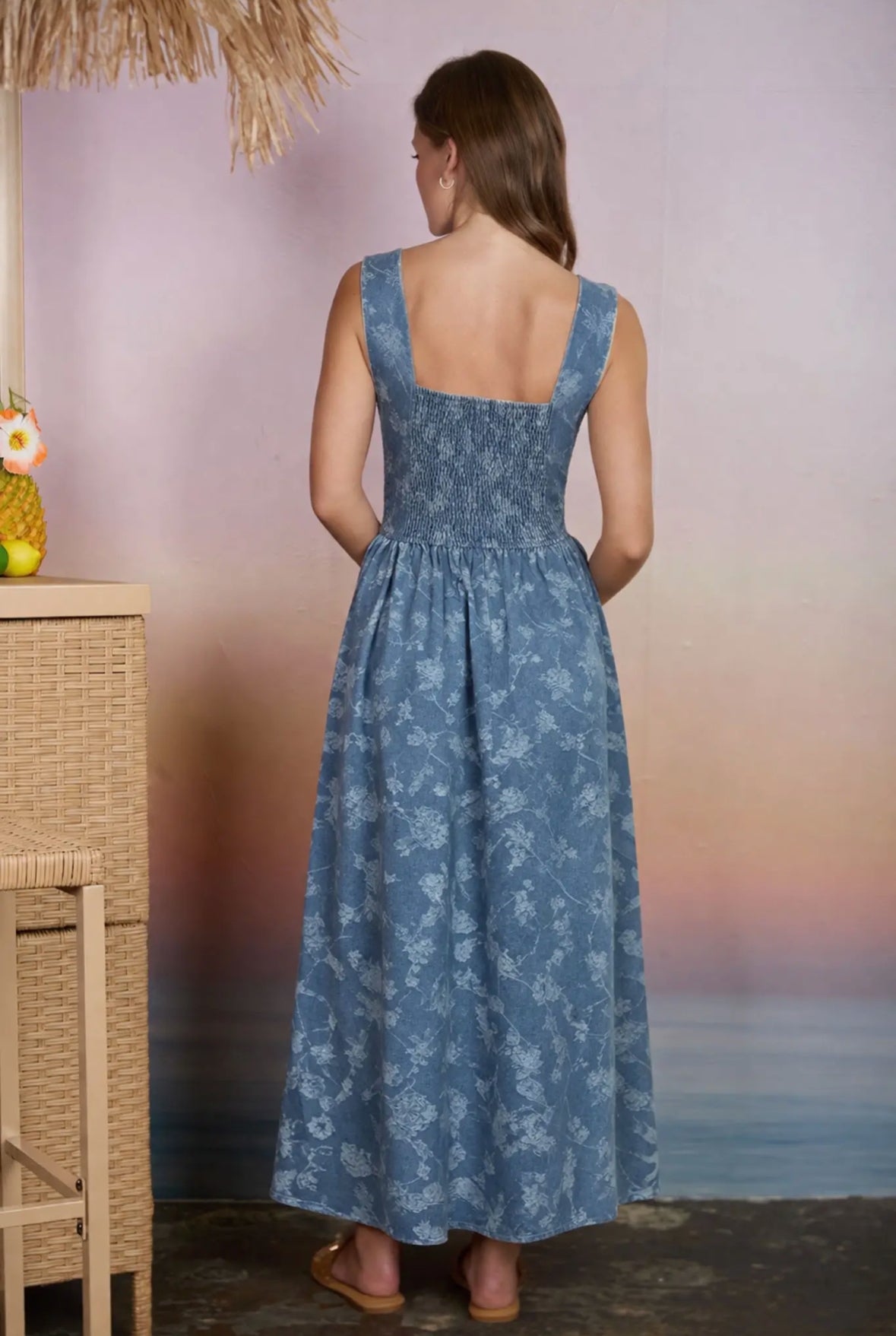 Floral Jacquard Corset Detail
Midi Dress