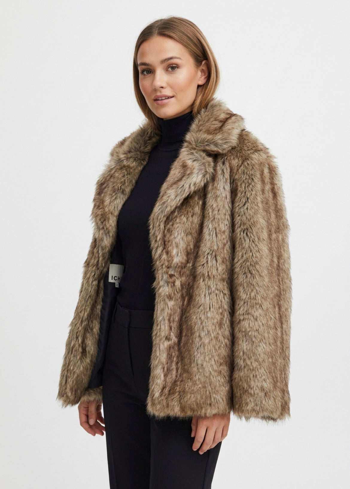 ICHI Furry Brown Melange