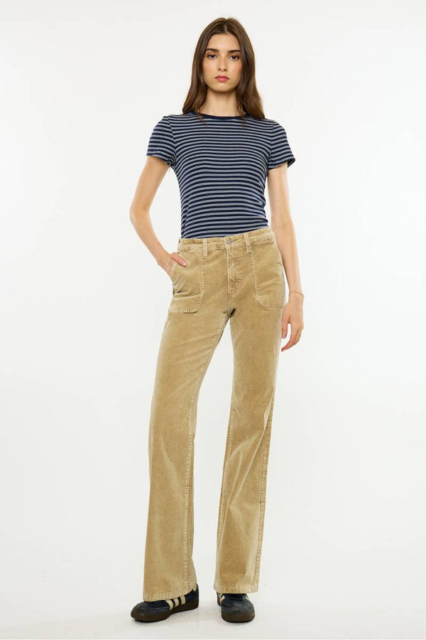 HIGH RISE WIDE FLARE-TAUPE 5/26