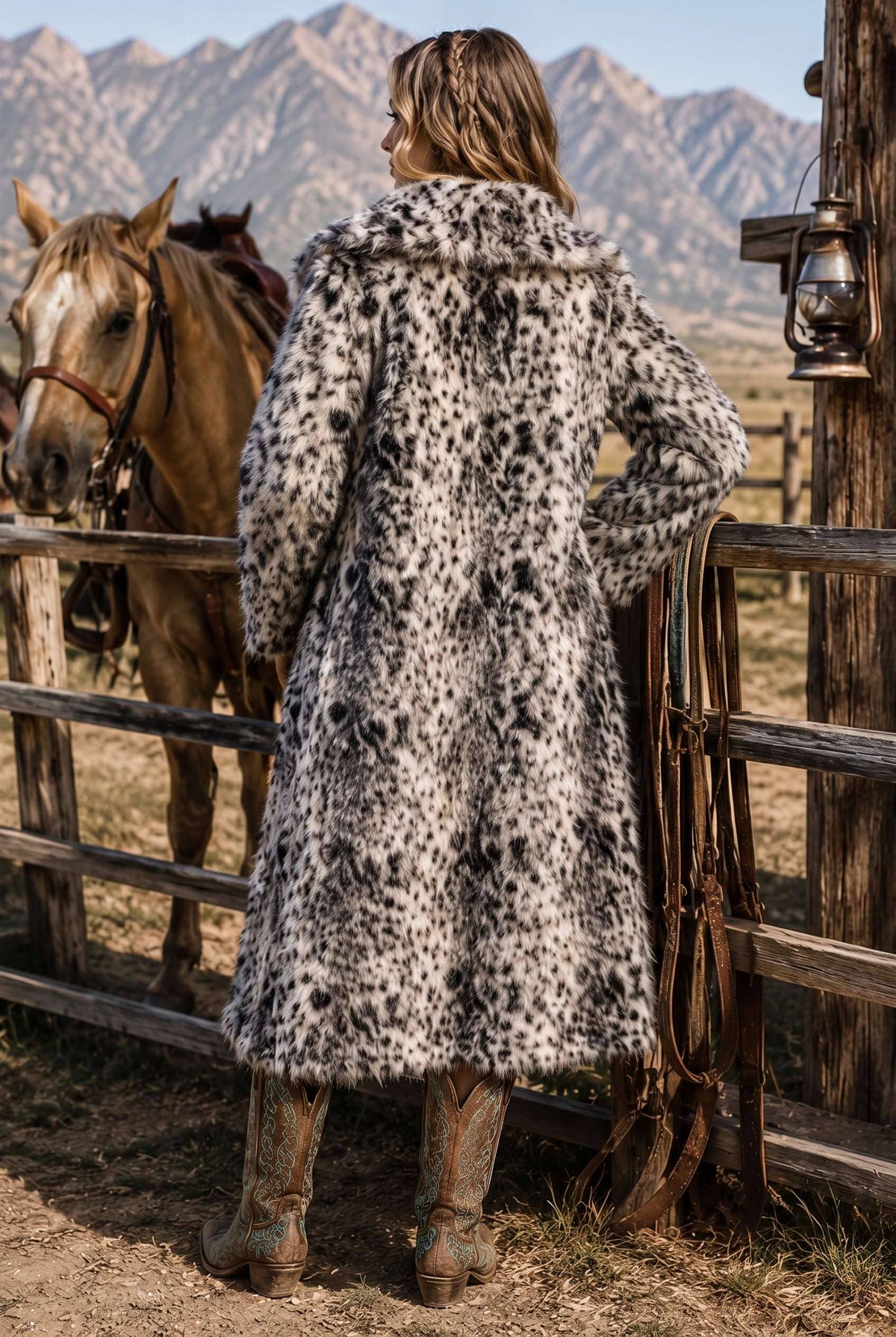 FAUX FUR COAT WITH A BOLD LEOPARD COAT: LEOPARD