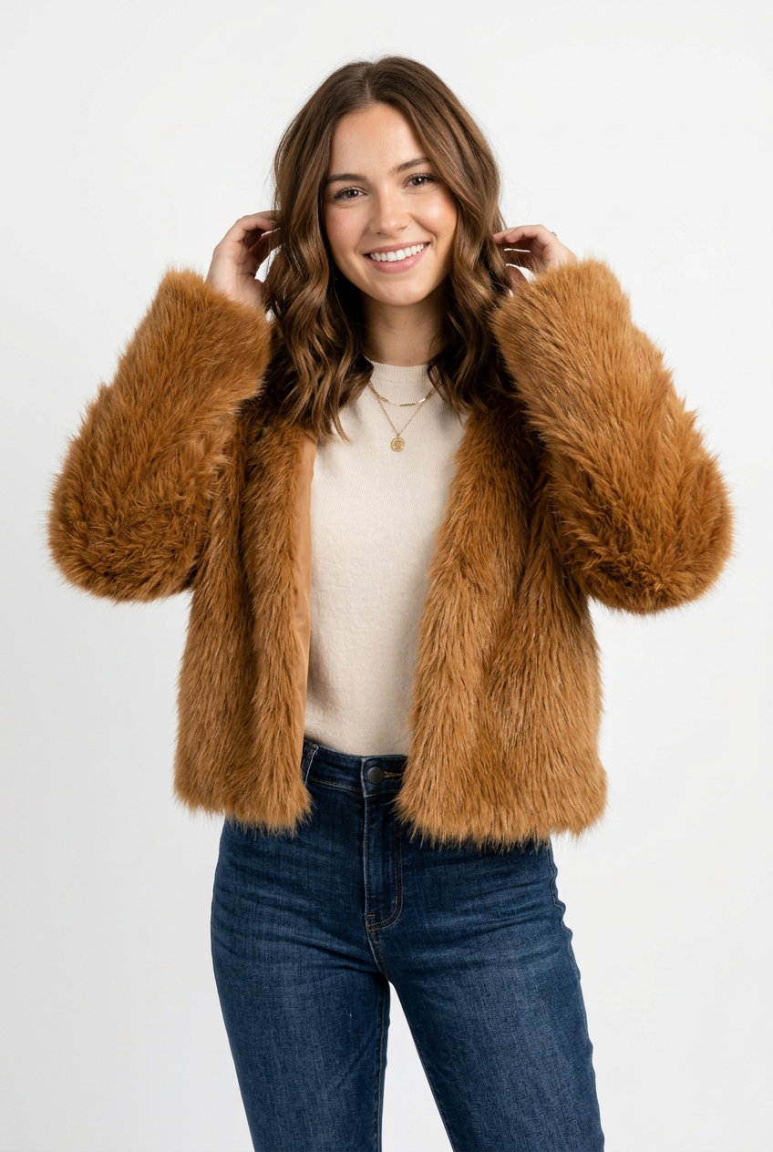 Mystree brown Faux fur jacket
