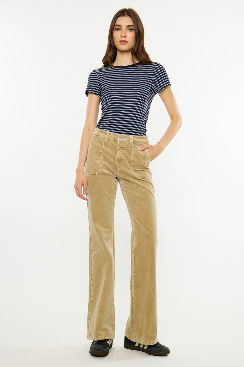 HIGH RISE WIDE FLARE-KC20153TP: TAUPE / 7/27