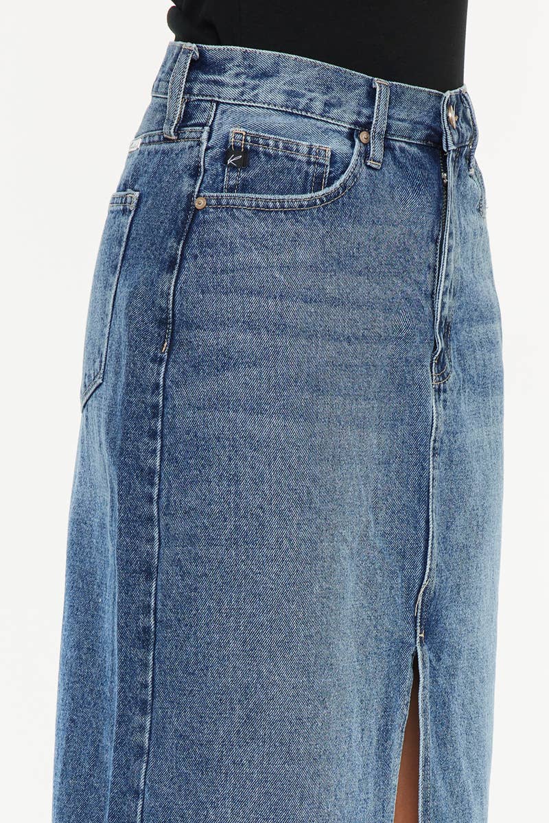 90'S DENIM MAXI SKIRT-KC7868M: MEDIUM / S