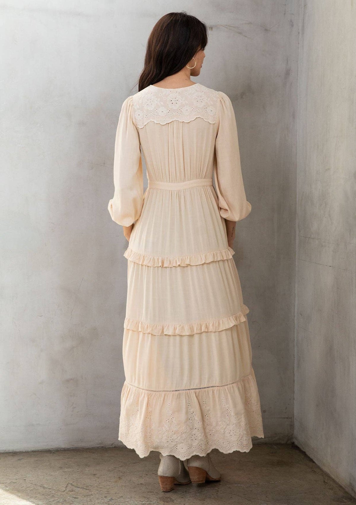 Retro Boho Embroidered Ruffled Maxi Kimono Robe
