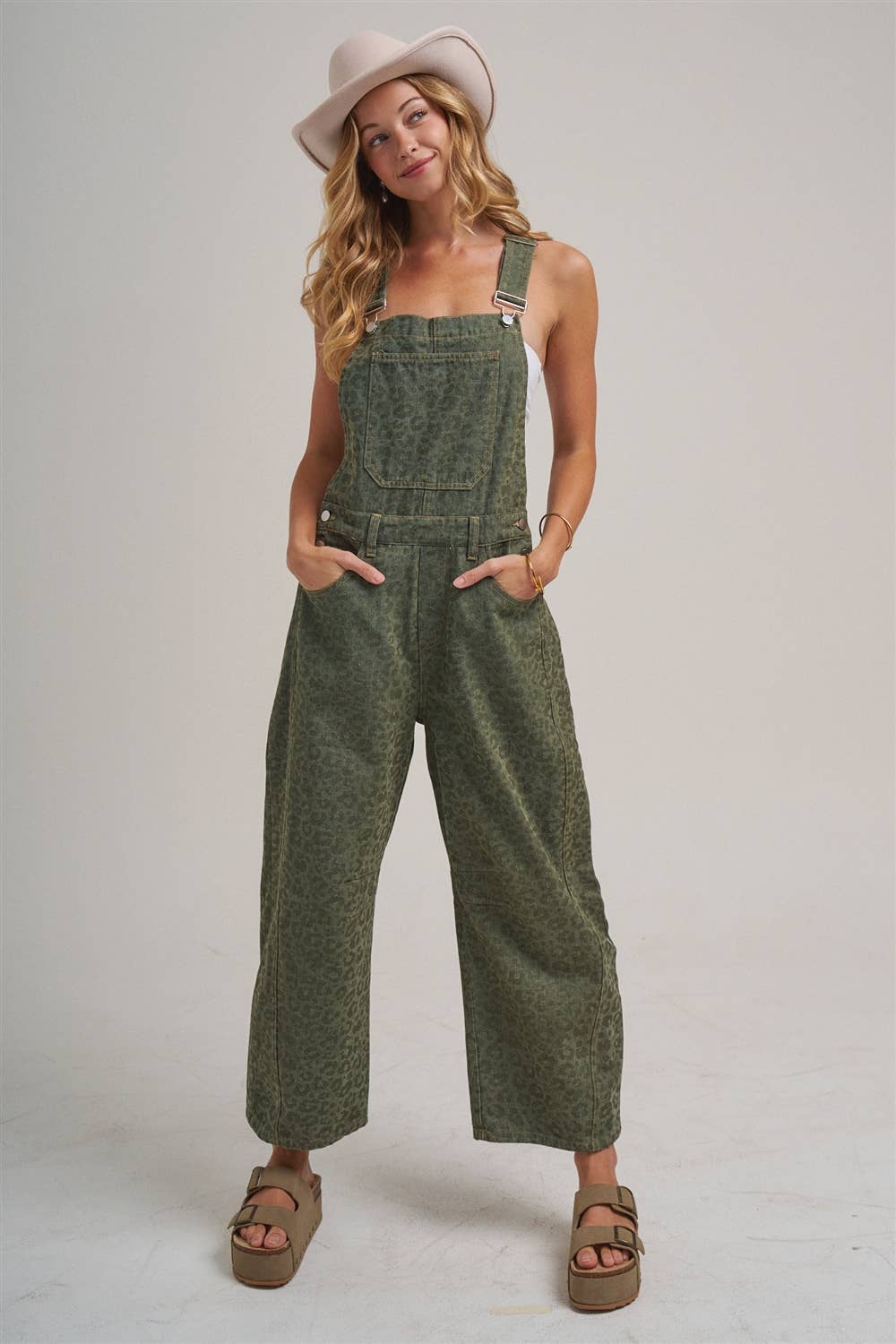 VINTAGE LEOPARD OVERALL JUMPSUIT - MOCHA