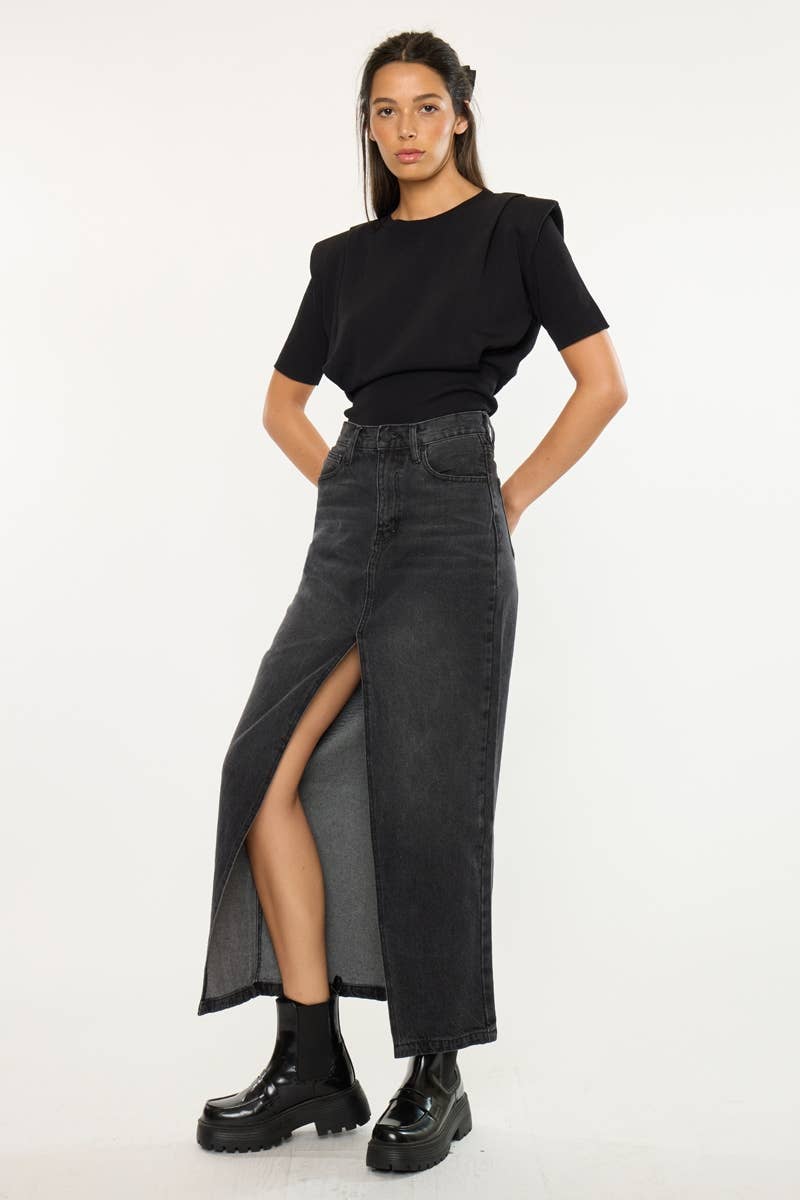 90’S MAXI SKIRT-KC7868BK: BLACK / XL