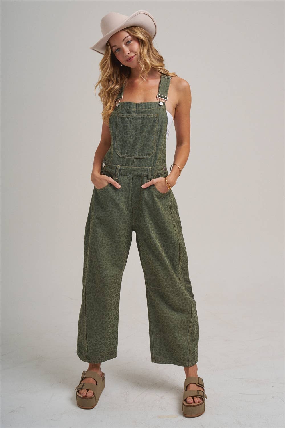 VINTAGE LEOPARD OVERALL JUMPSUIT - MOCHA