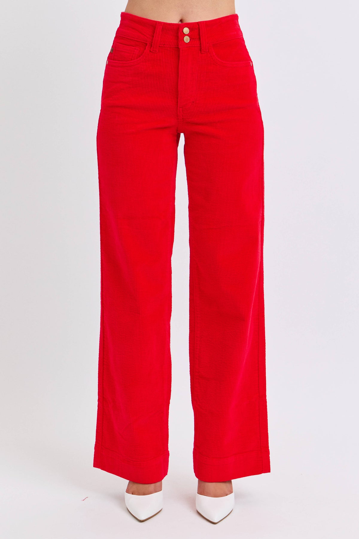 High Waisted Corduroy Trouser : Ruby
