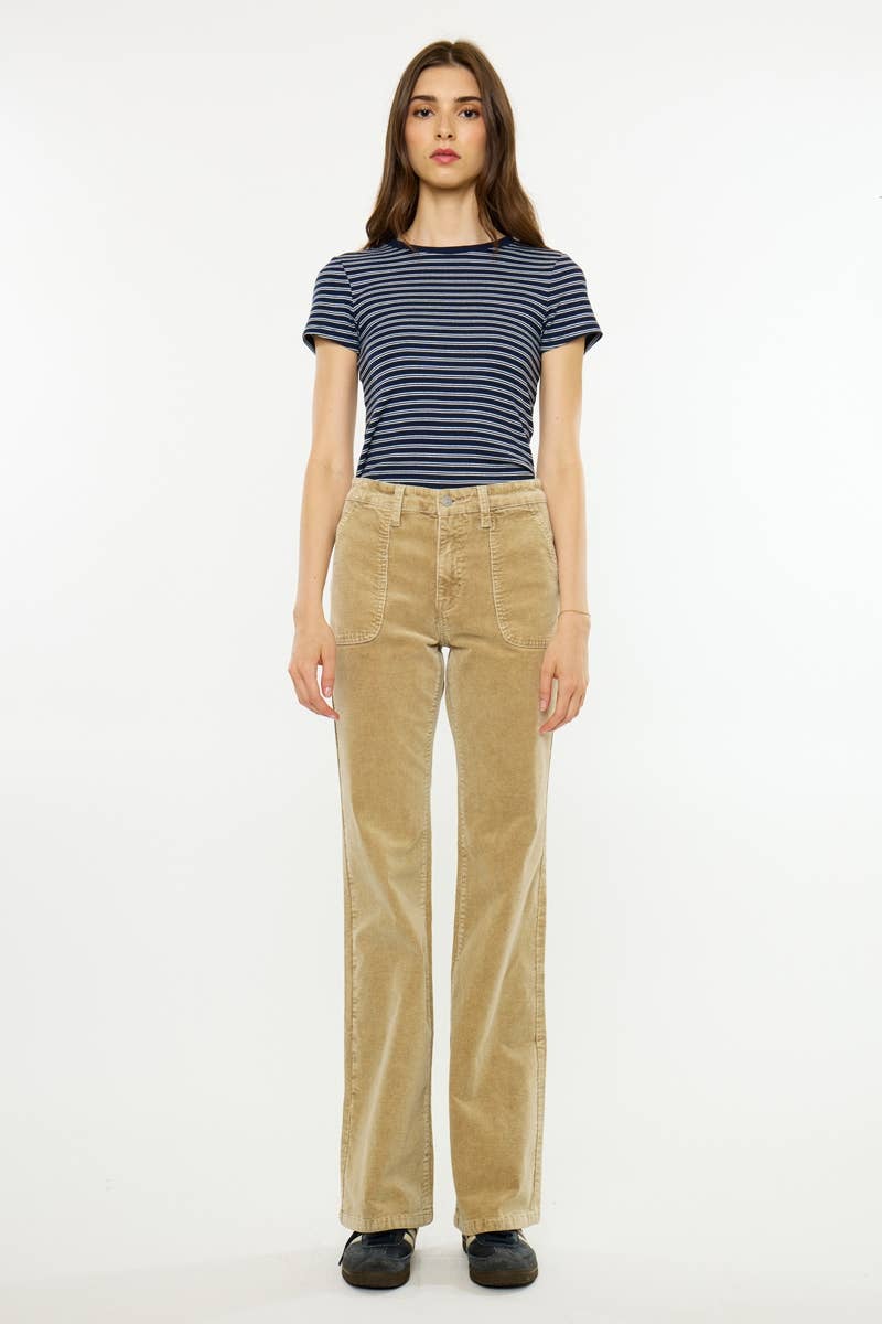 HIGH RISE WIDE FLARE-KC20153TP: TAUPE / 13/30