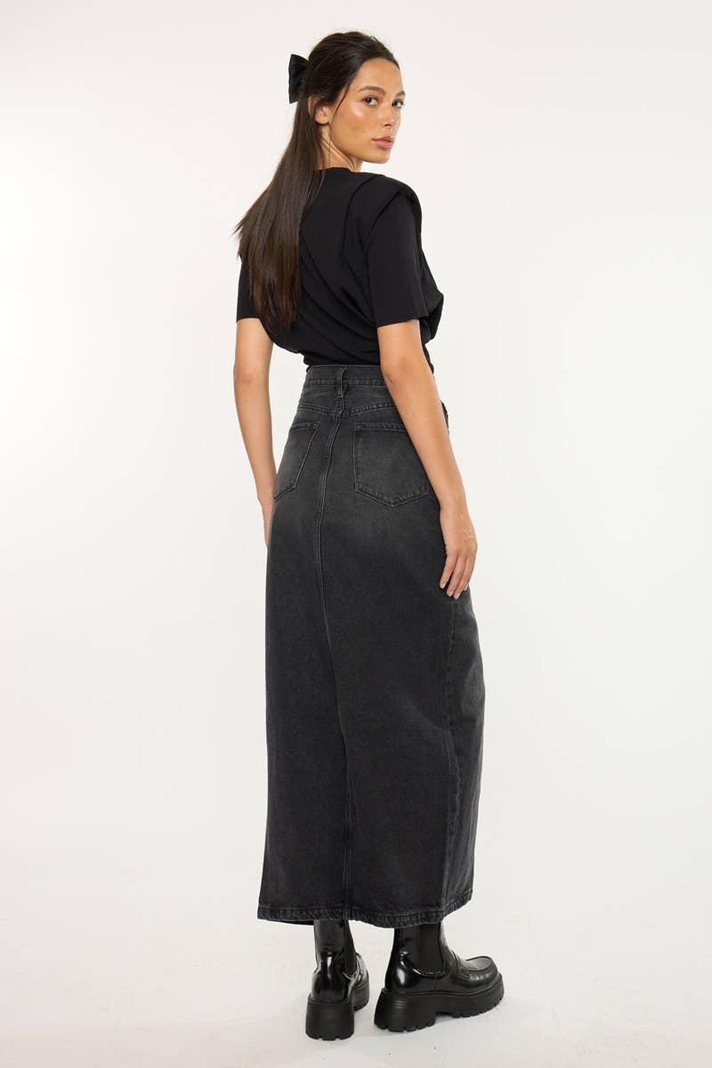 90’S MAXI SKIRT-KC7868BK: BLACK / M