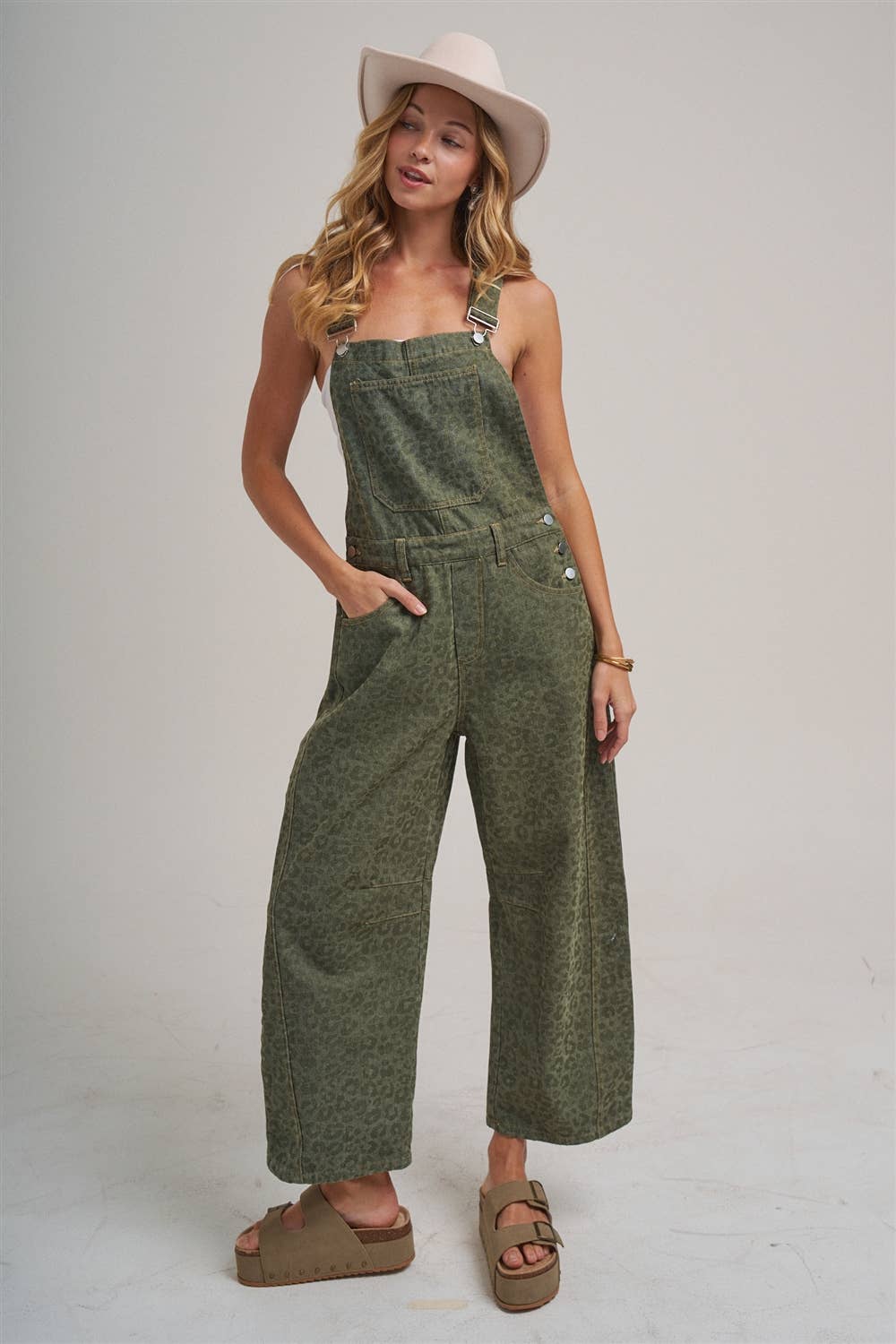 VINTAGE LEOPARD OVERALL JUMPSUIT - MOCHA
