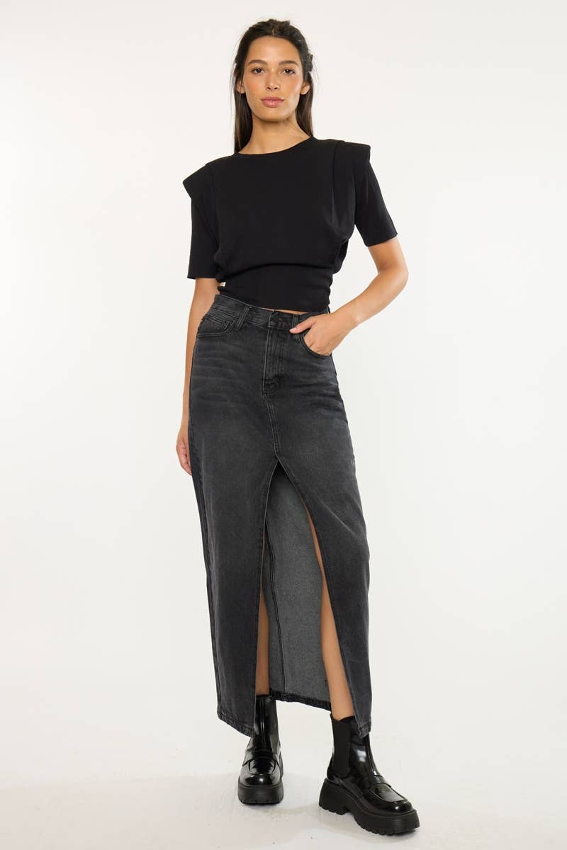 90’S MAXI SKIRT-KC7868BK: BLACK / M