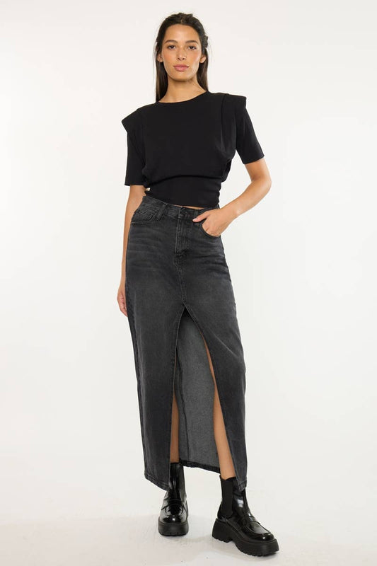 90’S MAXI SKIRT-KC7868BK: BLACK / M