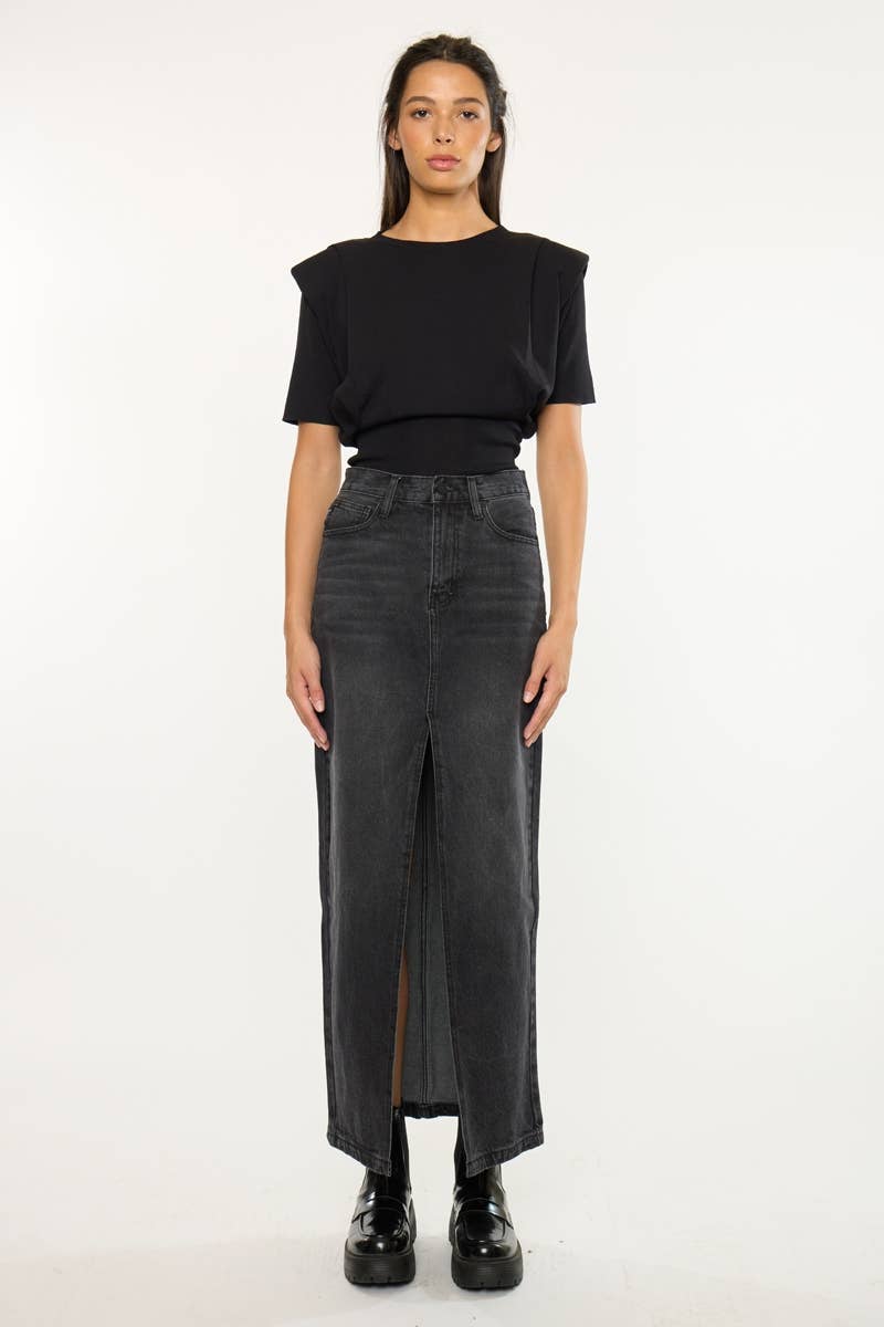 90’S MAXI SKIRT-KC7868BK: BLACK / M