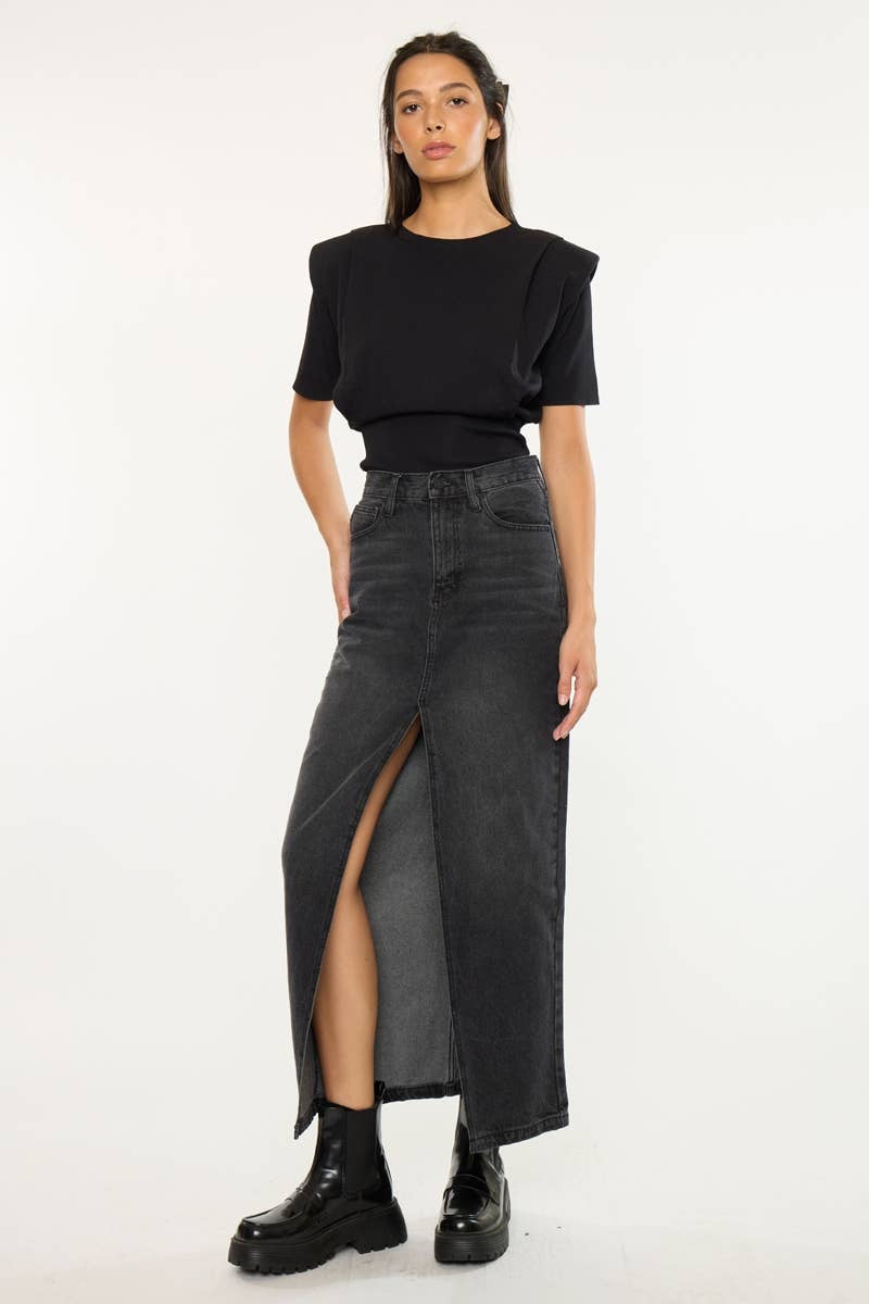 90’S MAXI SKIRT-KC7868BK: BLACK / S