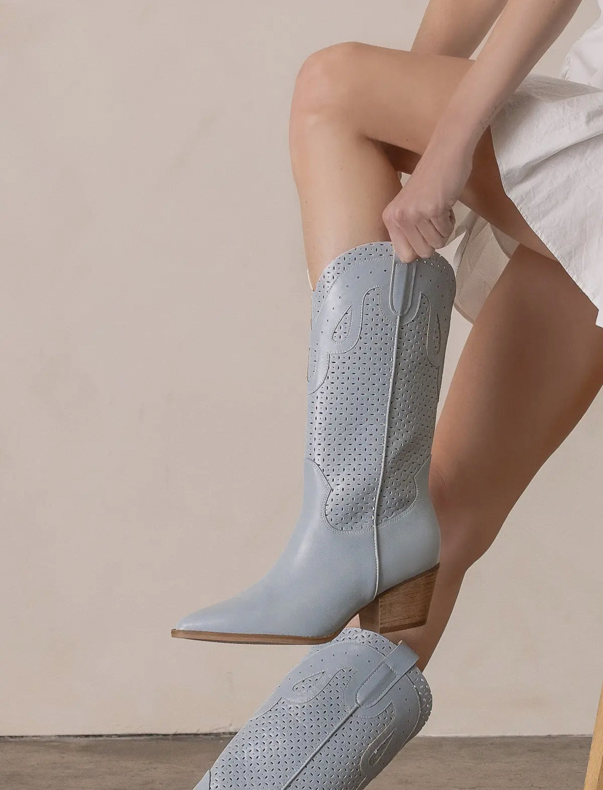 Oasis Society blue perforated western boots