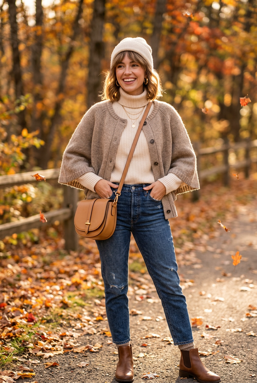 Mustard Seed Button biege clousure sweater cape cardigan