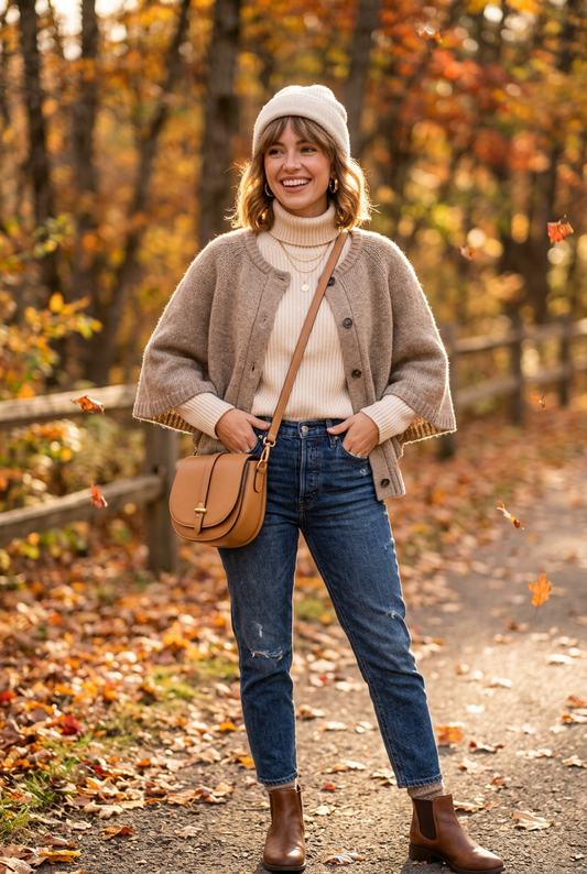 Mustard Seed Button biege clousure sweater cape cardigan