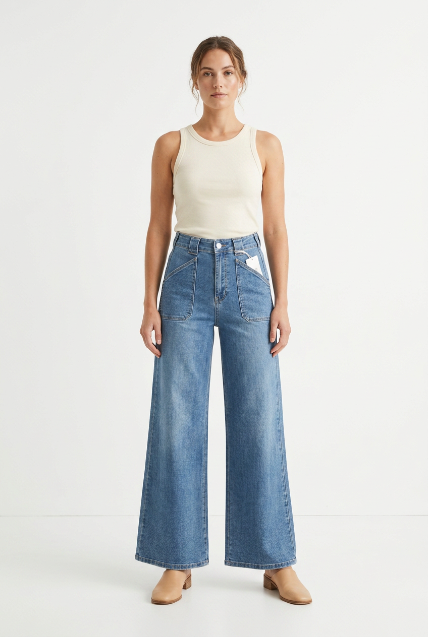 JBD Patch pocket wide leg flare