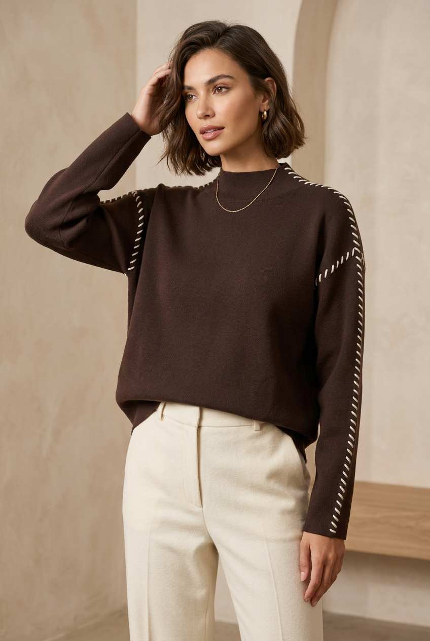 Zoe and Claire The Magnolia Stitch Duster chocolate brown
