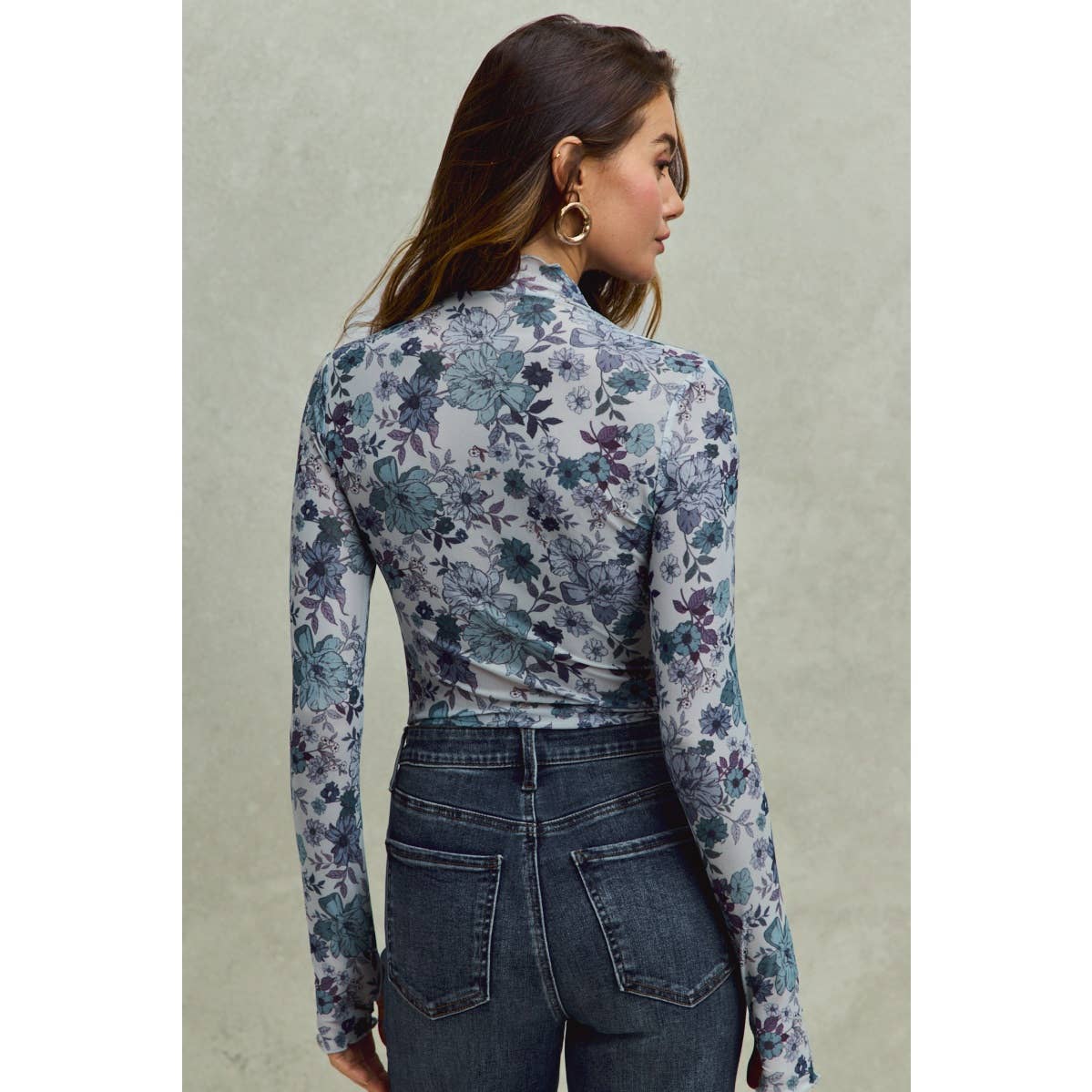 FLORAL MESH KNIT TOP: OLIVE THYME