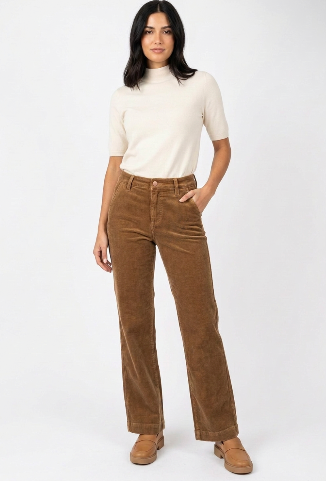 Risen brown corduroy pants