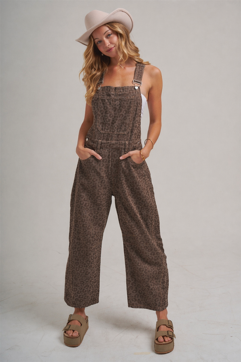 VINTAGE LEOPARD OVERALL JUMPSUIT - MOCHA