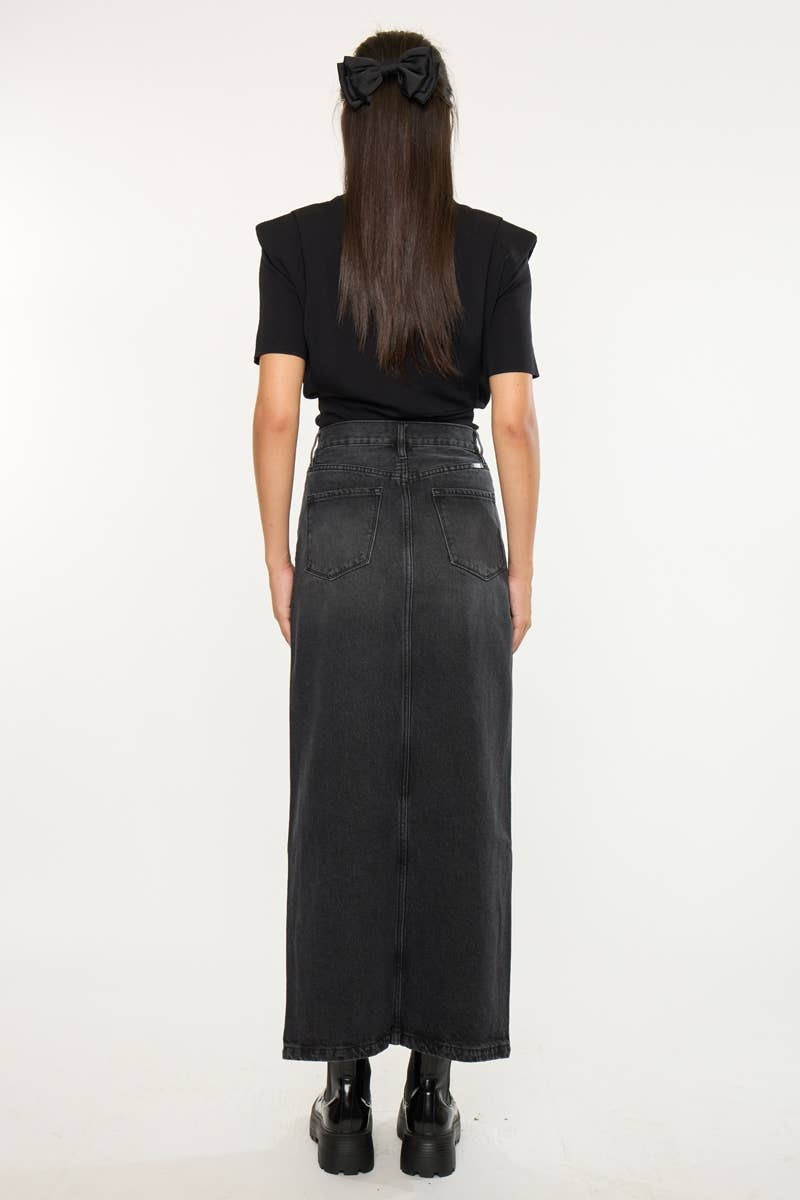 90’S MAXI SKIRT-KC7868BK: BLACK / M