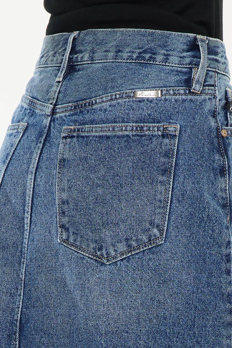 90'S DENIM MAXI SKIRT-KC7868M: MEDIUM / S