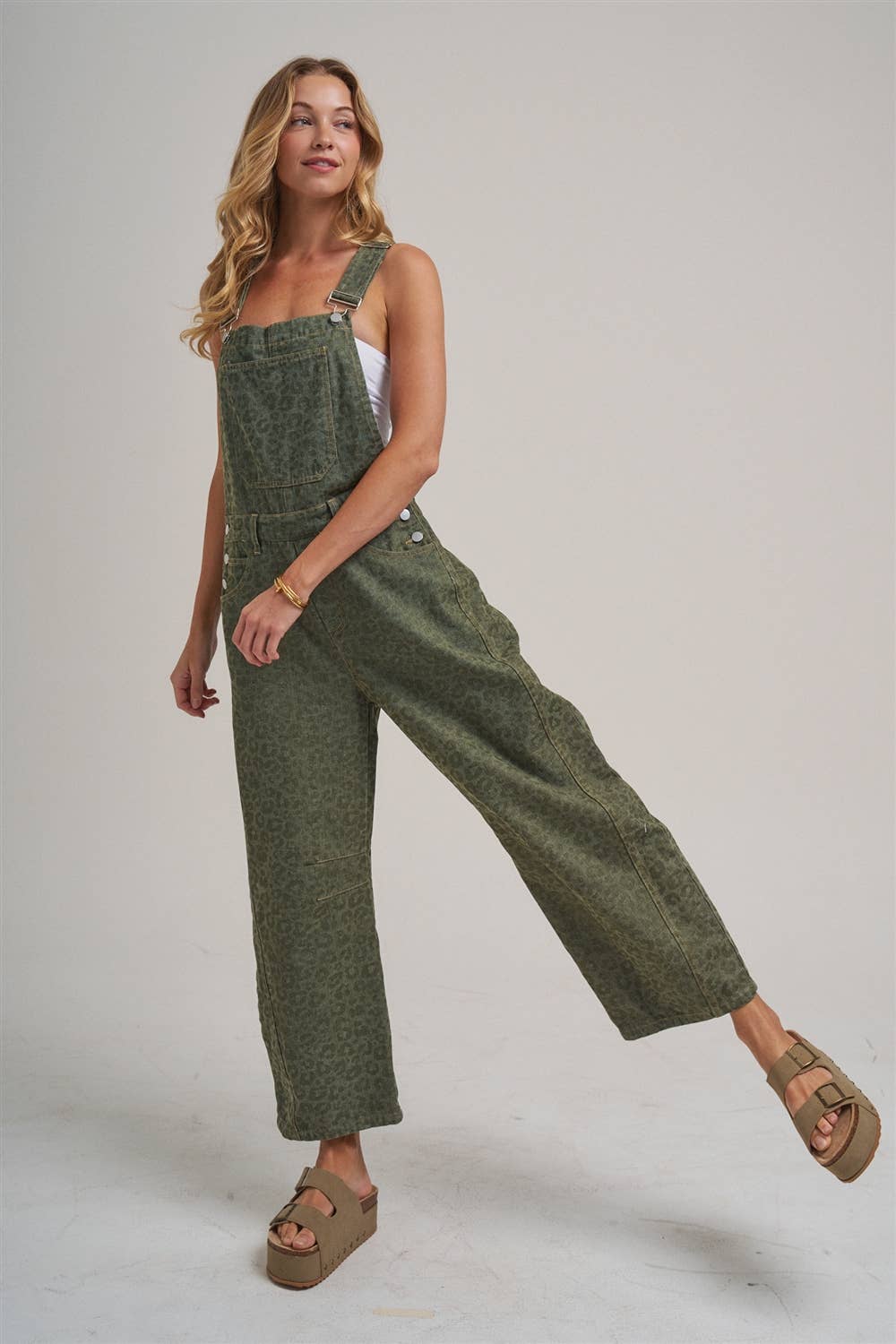 VINTAGE LEOPARD OVERALL JUMPSUIT - MOCHA