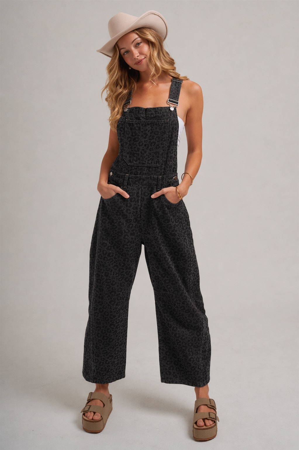 VINTAGE LEOPARD OVERALL JUMPSUIT - MOCHA