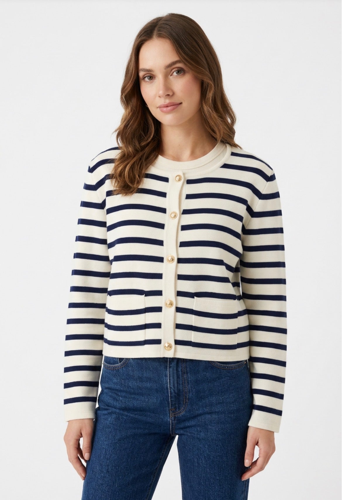 Cresent Rene striped jacquard Cardigan